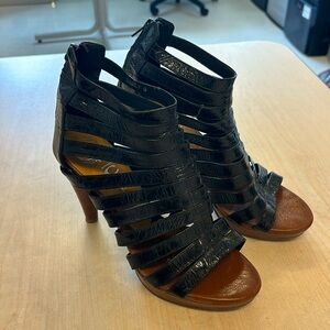 Strappy heels. Jeffrey Campbell. Size 9. Black and brown